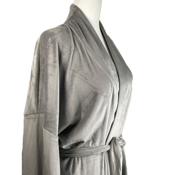 SKIMS Size Med Velour Long Wrap Robe Gray Belted Soft Plush Lounge Pockets - Picture 6 of 12